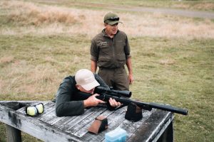 two person preparing to hunt deer